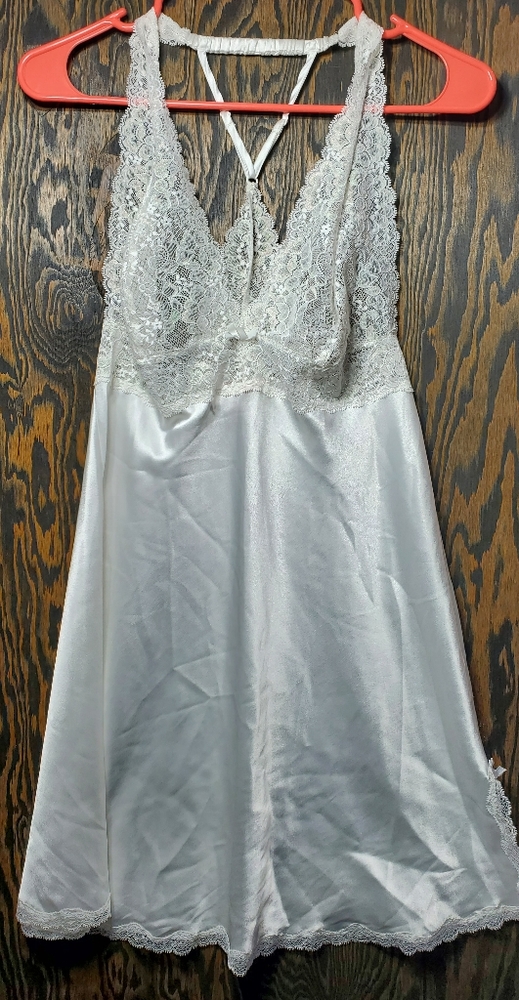 Victoria's Secret White Satin Lace Slip Size Large